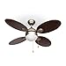 Produktbild Klarstein Valderama Deckenventilator mit Beleuchtung (4 Rotorblätter, laufruhig, 106cm Durchmesser, Deckenleuchte, 2 x 43 Watt, 3 Geschwindigkeiten, Korpus aus gebürstetem Nickel) dunkelbraun