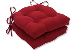 Pillow Perfect Pompeii Red Reversible Chair Pads (Set of 2), 16" x 15.5",