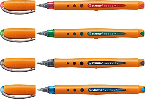 Stabilo worker, Tintenroller, medium, 4er Pack, grüne, rot, blau, schwarz - 2