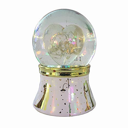 NON ROCK Bola de Agua de Cristal con Forma de corazón sin Roca, Caja Musical de Lujo, Cambio de Color Luminoso Giratorio