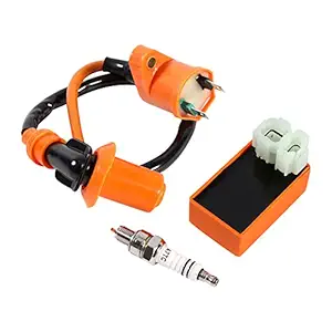 CDI Ignition Coil Spark Plug, High Racing Performance 6 Pin CDI Box + Ignition Coil + Spark Plug, New Racing Performance CDI Ignition Coil Spark Plug For GY6 50CC 125CC 150CC Motorized Motorcycle