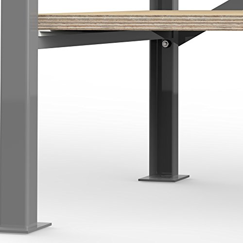 AUPROTEC Profi-Werkbank 1250 x 600 x 850 mm mit Multiplex-Platte 40mm – Werkbankplatte Massiv Multiplex Holz – Industriequalität - 5