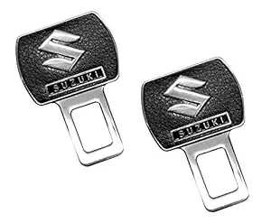 e-generix Suzuki Chrome Black Buckle Car Seat Belt Safety Alarm Stopper (Set of 2) Insert Seat Belt Buckle Clip for All Cars