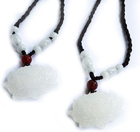 White Jade Gemstone Necklace – Gemstone Pendant Lotus Flower Lotus/Lotus/Meditation/Yoga Spirituality Esoteric/Healing/Glück