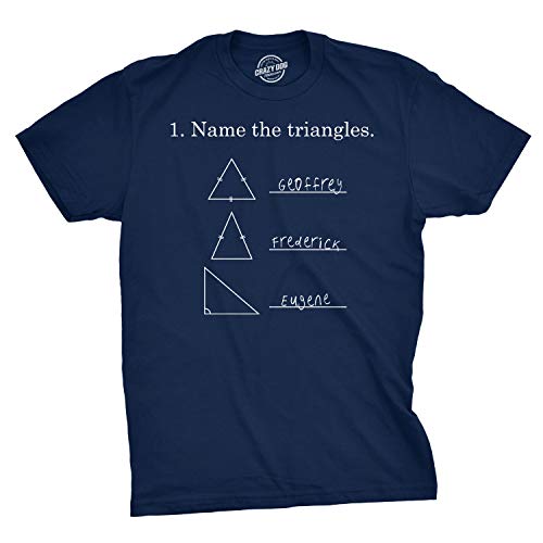 Crazy Dog Tshirts - Mens Name The Triangles Funny Math T Shirts Sarcasm Novelty I Love Math tee For Guys (Navy) - XL - Camiseta Divertidas