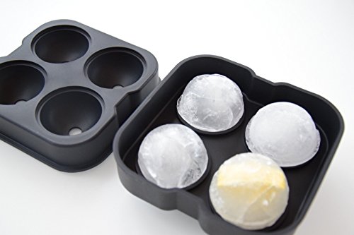 Saft, Gin Tonic & Whisky Gläser lieben diese Kugeln! Eiskugelform aus Silikon für riesen Eiskugeln je 4,5 cm, Eiswürfelbehälter oder Eiswürfelform als Eiskugel mit speziellem Dichtungsring! - 3