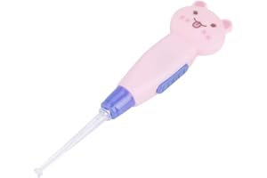 Hyuduo Cure-Oreille LED Dissolvant de Cérumen de Dessin animé Mignon avec Lampe de Poche Cuillère en ABS Pince à épiler Outil de Nettoyage Utile pour Voir L'intérieur de L'oreille (Chat