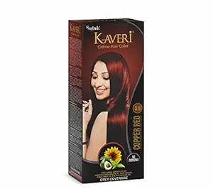 Kaveri Crome Hair Color for Unisex With Grey Coverage and Ammonia Free 45gm+45ml Copper Red (Pack of 1)