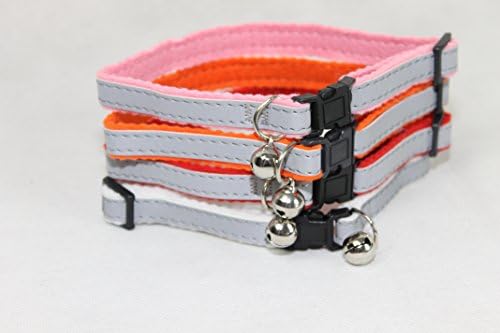 Gloss Reflective Cat Collar with safety Snap Away Safety Buckle (Pink)