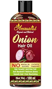 AMRUSOAL Onion Hair Oil for Hair Growth | Anti Hair Loss | Anti Dandruff & Relieves Stress For Men & Women Hair Oil (100 ml)