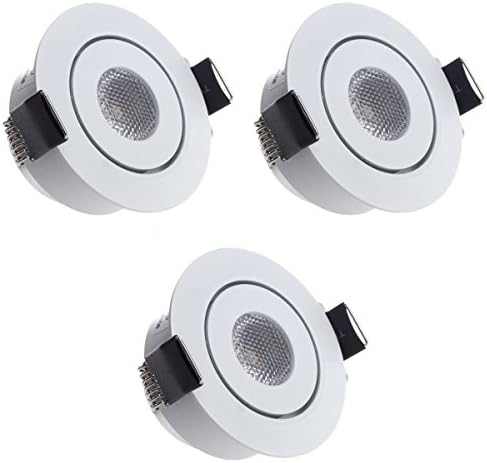 Sensati Small Flat Miniature LED Flush Mount Downlight Spot – Pack of 3, Swivel-Mounted, Dimmable, 630 Lumens, Includes Driver, White Enclosure, T096 3 WW Warm White