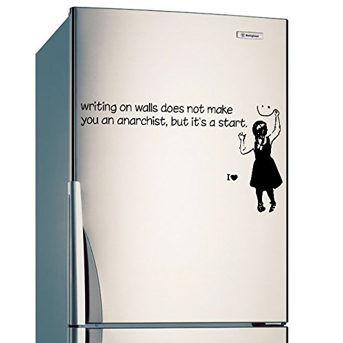 Banksy Vinyl Wand Aufkleber Spruch Aufschrift on Walls nicht make dir Anarchist / Mädchen mit Smiley-gesicht / Straßen Graffiti aufkleber + Gratis Aufkleber ( 60x32cm)