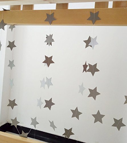 Hangnuo 4 m lange Girlande mit Sternen aus Papier für Hochzeiten, Geburtstage, Jahrestage, Partys, Weihnachten oder als Dekoration für Mädchen-Zimmer