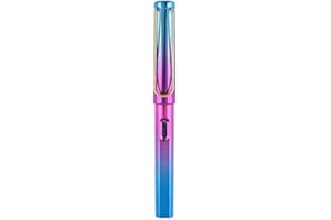 dedepeng Stylo plume de couleur métallique - Fenêtre d'encre visible remplie de piston - 0,5 mm - Plume iridium pour calligraphie enfant - Kit d'encre avec pointe d'encre pour
