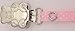 Girls pacifier soother dummy holder clip {baby pink polka dots -teddy bear}