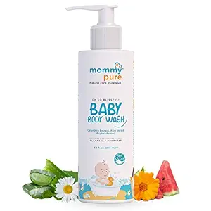 Mommypure Body Wash for Baby with Aloe Vera Extracts (250 ml)|Natural, Tear-Free & Gentle Cleanser| Dermatologically Tested