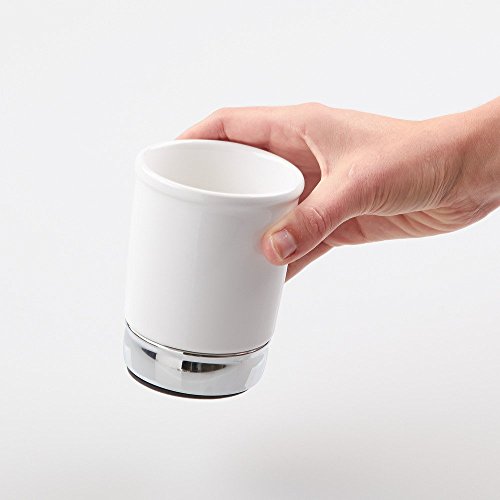 InterDesign York Keramikbecher für das Bad – Weiß/Chrom - 6
