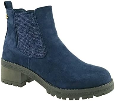 LADIES FAUX SUEDE PULL ON FASHION ANKLE CHELSEA BOOTS BLOCK HEEL SIZE UK 2-8 (4)