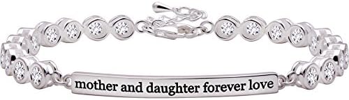 ALOVJewelry Sterling Silver mother and daughter forever love Cubic Zirconia Bracelet