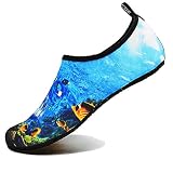 Funnie EUFUN16-WS Hommes Femmes Enfants Barefoot Chaussures d'eau Séchage Rapide Slip-on Sports Aqua Chaussures de Yoga, Mer profonde, 32/33