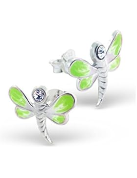 Liara - Kinder Libelle Kristallohrstecker 925 Sterling Silber Farbe.Poliert und Nickel frei