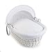 Clair de Lune Waffle White Wicker Moses Basket (White)