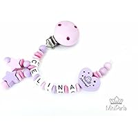 Schnullerkette mit Namen - Schutzengel - Herz - Stern - Mädchen - D009