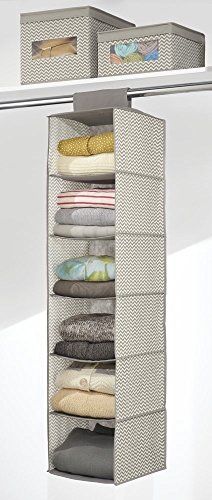 mDesign hängender Stoffschrank – der ideale Hängeschrank aus Stoff – perfekt als Hängeregal für den Flur – die Hängeaufbewahrung für diverse Einsatzgebiete – 6 Fächer – Farbe: taupe/natur - 2