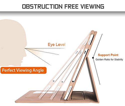 Galaxy Tab S2 9.7 Hülle,Samsung Galaxy Tab S2,Fyy® [Super Functional Series] Hochwertige Kunstleder Hülle mit elastitcher Handschlaufe und Halterungen für Karten, Notizen für Samsung Galaxy Tab S2 9.7 Zoll,Gold (mit automatischer Schlaf/ Weck-Funktion) - 4