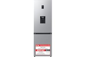 Samsung Kühl-Gefrier-Kombination, Kühlschrank mit Gefrierfach, 185 cm, 341 l Gesamtvolumen, 114 l Gefrierteil, AI Energy Mode, Wasserspender, Edelstahl-Look, RL34C652CSA/EG