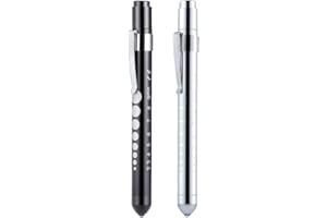 TSLRSA Diagnostic Infirmière Penlight Medical Penlight Pen Torch (lot de 2), lampe Stylo LED Medical réutilisable avec calibre de pupilles pour infirmières médecins avec clip de poche
