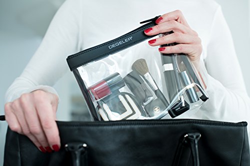 Transparente Kulturtasche | zur Mitnahme von Flüssigkeiten im Handgepäck geeignet | DEGELER Clear Bag für Flug-Reisen & Kurz-Trips | verschließbare Kosmetiktasche mit Reißverschluss - 6