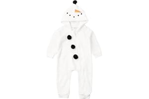 Qianderer Baby Jungen Mädchen Weihnachten Strampler Samt Hoodie Schneemann Hoodie Overall Kleinkind Overall Xmas Kleidung