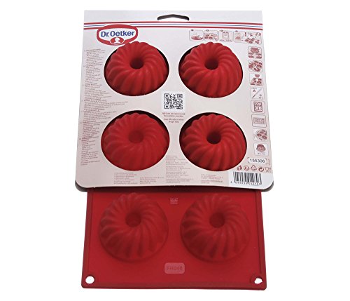 Dr. Oetker 1255 Mini Gugelhupf Backform Silikon, 6-er Set - 6