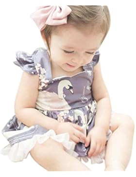 Neonato Bambino infantile Ragazze Princess Dress,OverDose Uccelli Floreale Stampa Layered Tulle Principessa Vestito