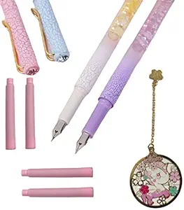 FunBlast Fountain Pen for Students Unicorn Pen set for School Stationary Gift for Kids, Birthday Return Gift, Pen for Office, School Stationery Items for Kids - Stationary Kit, Stationary Set (2 Fountains Pen with 2 refills & 1 cap chain)