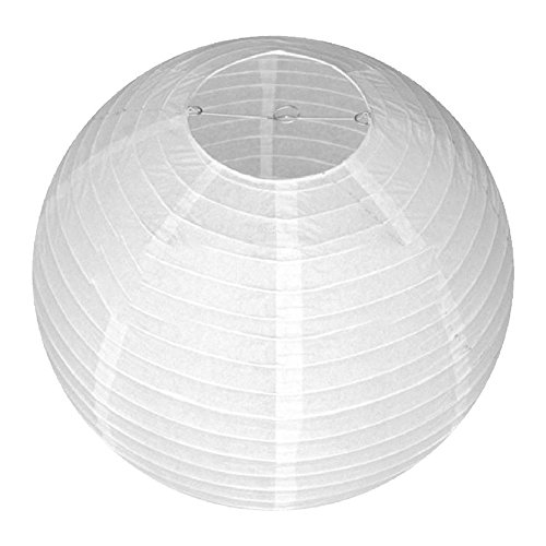 lantu Creative Lampenschirm rund weiß Papier Classic Bamboo Style Gerippter Lampenschirm, 20cm / 8″ - 2