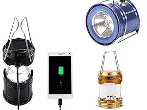 You God Rechargeable LED Solar Powered Folding Flashlights Portable Solar Charger Camping Lantern Lamp, Pack of 1, Black Color