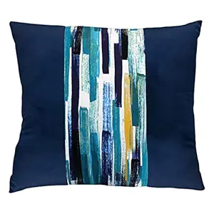 Mellifluous Decorative Holland Velvet Fabric Printed Color Cushion Square Pillow Covers Pillowcases for Sofa Bedroom with Invisible Zipper Inches Sets of 2 (16X16, Blue-Digital-Print)