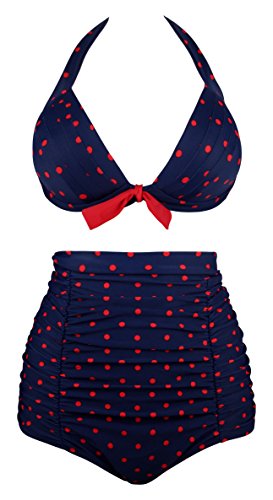 Angerella retro polka punto cintura alta Bikini traje de baño (BKI053