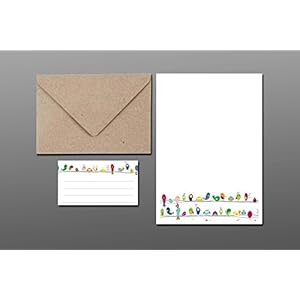 Briefpapier Set / bunte Vögel No1