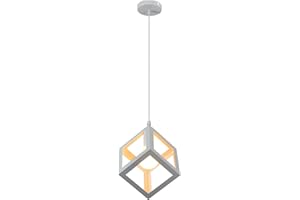 DELIPOP Lampadario a sospensione Vintage E27, Lampada da Soffitto Moderno a Forma di Cubo Stile, Lampadario Camera da Letto in Metallo adatto per Sala da pranzo e Cucina, Lampadina non Inclusa