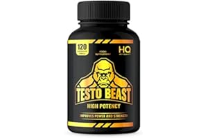 BEAST AND BULK NUTRITION DON'T COMPETE, DOMINATE Test Booster for Men | 120 caps | Testosterone Supplement | High Strength | Natural Ingredients Ashwagandha, Vitamin D and Luteolin | Massive 2000mg Serving and Suitable for Vegans | Beast and Bulk