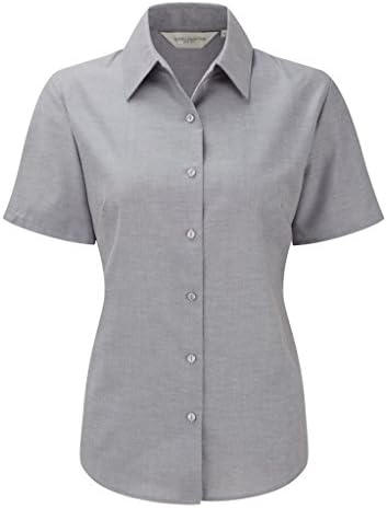 Russell Collection Ladies Short Sleeve Easy Care Oxford Shirt : Color - Silver : Size - L