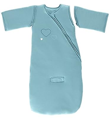 P'tit Basile - Grande Gigoteuse hiver 24-36 mois - gigoteuse nomade 3 en 1 à manches amovibles pour lit, poussette et siège auto - Gigoteuse chaude douce et confortable avec son enveloppe en jersey 100% coton Bio - TOG 3 - broderie petits cœurs- colori…
