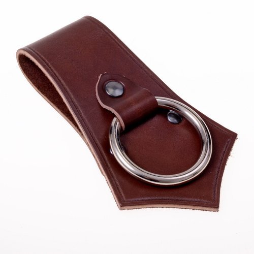 Axthalter in formschönem Design - Gürtel-Halter mit Ring aus solidem Rindsleder Farbe braun