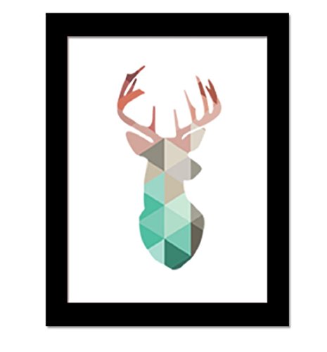 Tonsee Geometrische Coral Hirsch Kopf Canvas Art Print Poster Wand Aufkleber Home Dekoration (50 x 60cm)