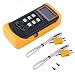 Produktbild fengwen66 6802 II Zweikanal-Digital-Thermometer 2 Thermoelement-Sonde vom Typ K (Gelb & Schwarz)
