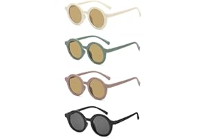 WEYYING 4 Stück Kinder Sportbrille Brille mit UV Schutz, Kinder Runde Sonnenbrille, Kinder Sonnenbrille UV400, Baby Sonnenbrille, mit UV Schutz, Mode Sportbrille Brille, für Kinder von 3 bis 10 Jahren