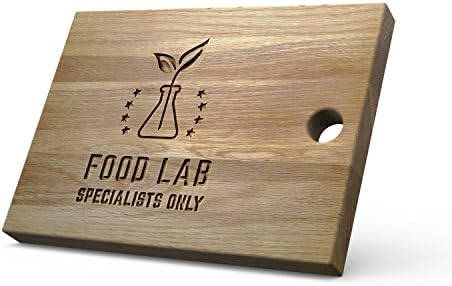 Solid Oak Wooden Chopping Board - Food Lab (Small 34 x 19 x 3.5cm, Landscape)